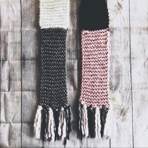 Pink Gray Black White Color Block Sequin Scarf